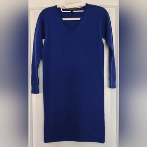 Ralph Lauren Blue V-Neck Long Sleeve Sweater Dress